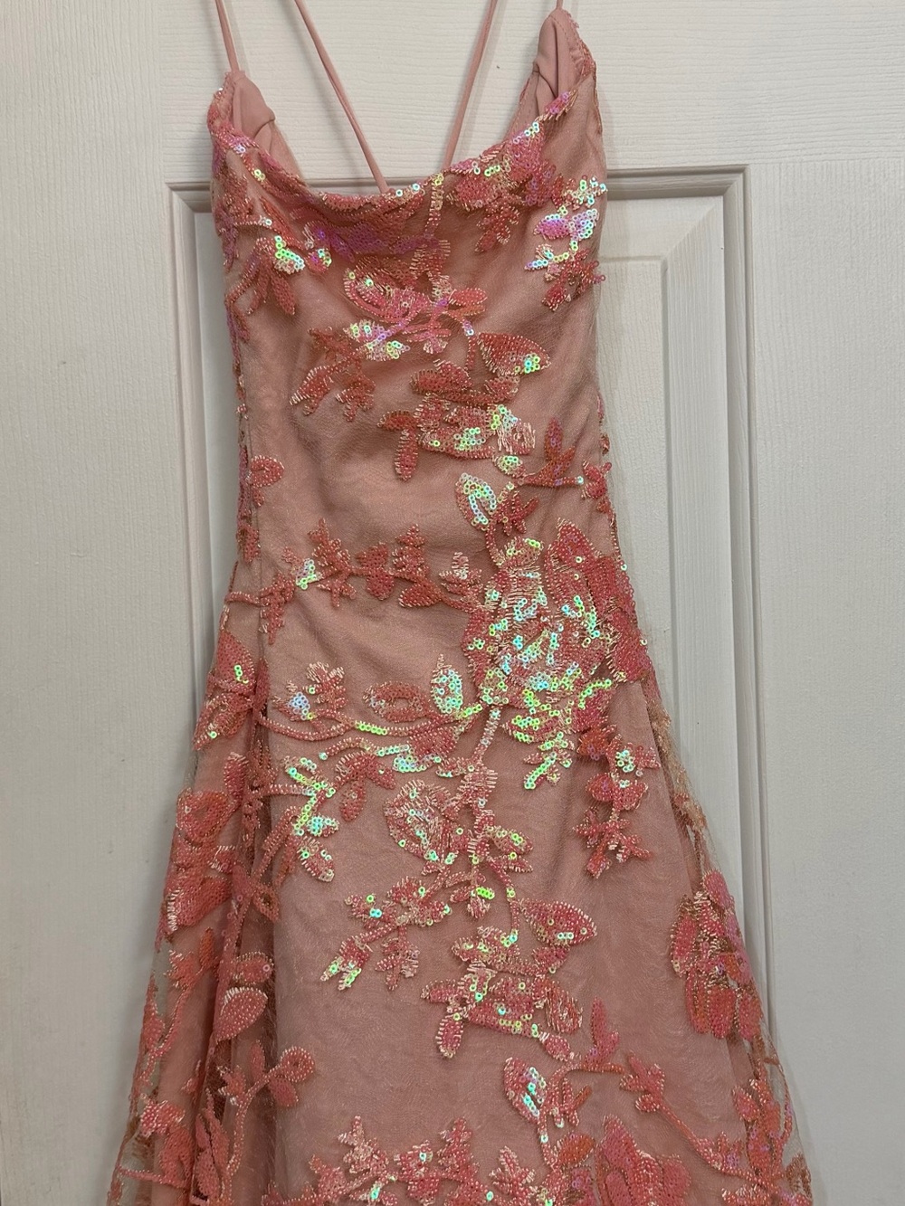 Lucy in the Sky Blush Pink Sequin Floral Slip Dress